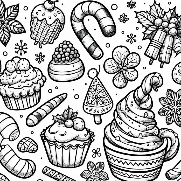 Candy cane coloring pages for kids and adults, free printable and customizable