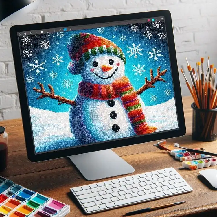 Snowman painting art project without mess, creative winter activity for kids