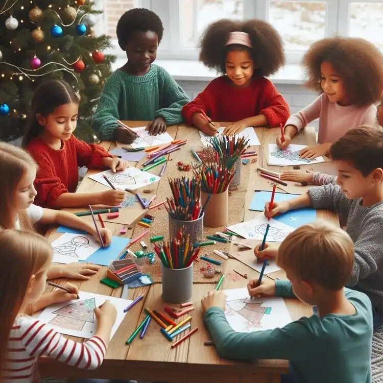 Colorful Christmas decorations and lights