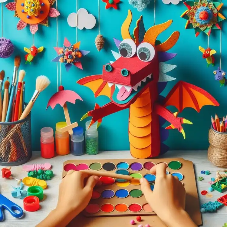 Dragon puppet craft project for kids