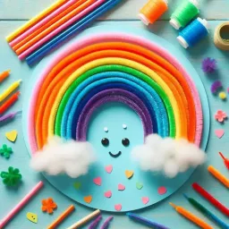 Crafting a pipe cleaner rainbow