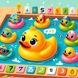 Kids playing rubber duck math race game