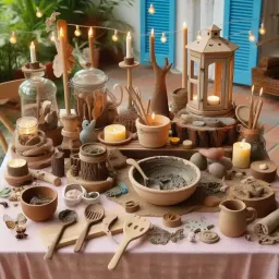 Step-by-step guide to setting up a magical mud kitchen for kids, including tools and materials.