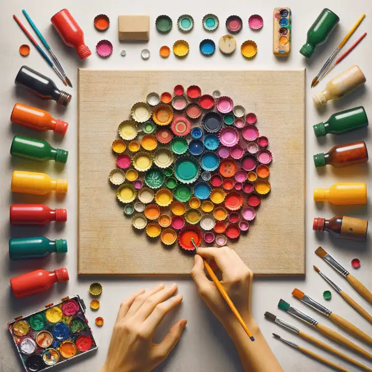 Recycled Bottle Cap Stamping for Art Projects