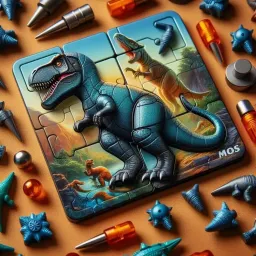 Magnetic tile dinosaurs in action, colorful and fun, perfect for kids' playtime and learning.